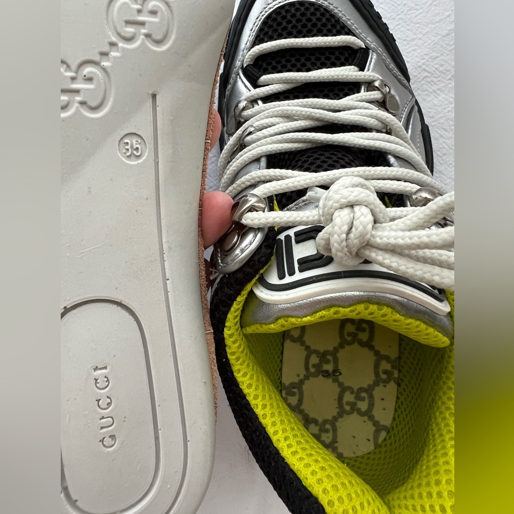 New Gucci Flashtrek Chunky Silver Sneakers with Size 5 - Picture 9 of 9